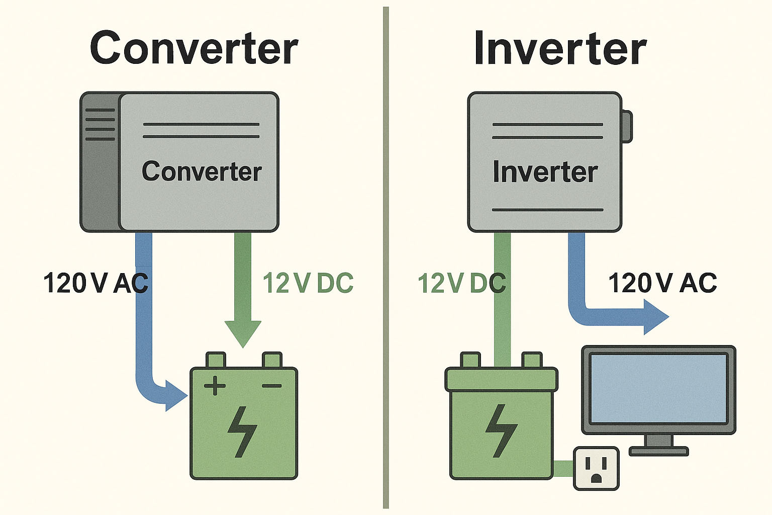 RV inverter vs converter diagram