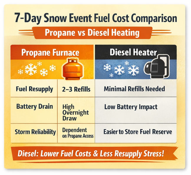 RV propane vs diesel heaters comparison