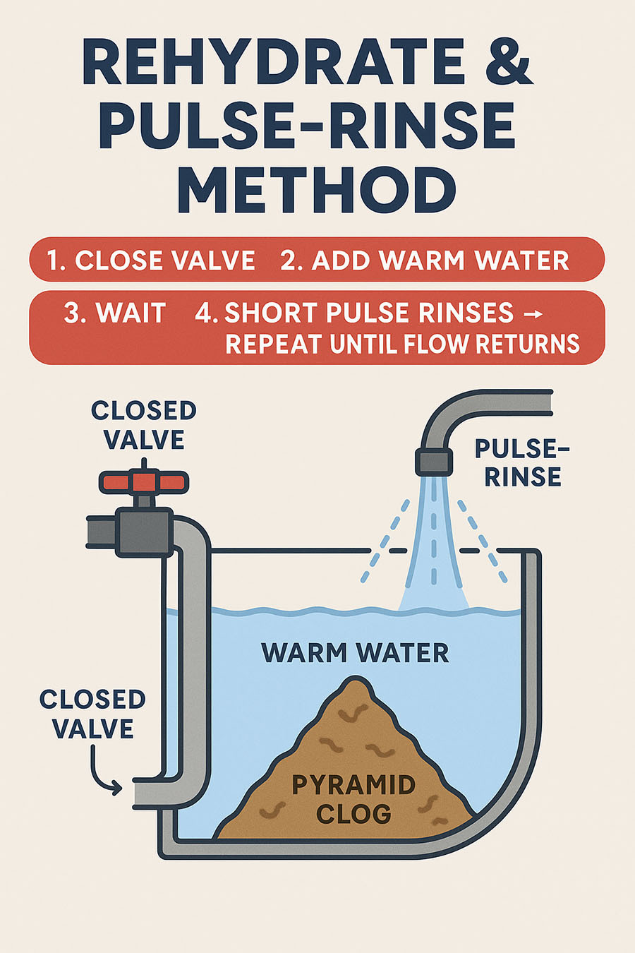 RV rehydrate and rinse method
