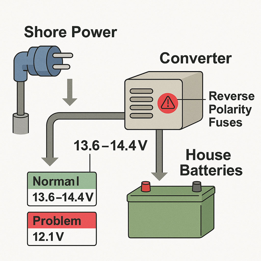 RV battery not charging converter diagram