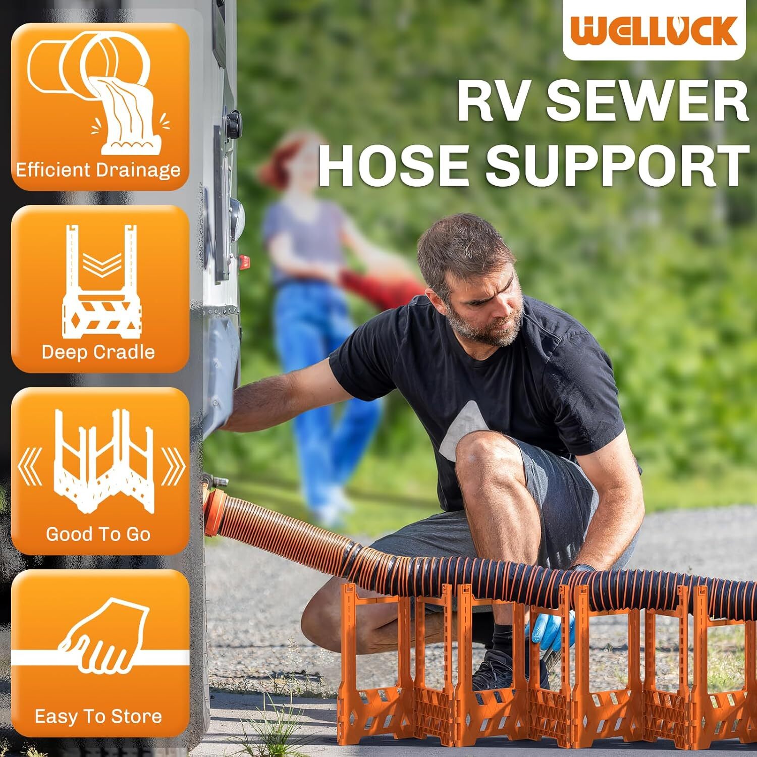 WELLUCK Adjustable RV Sewer Hose Support Ramp WELLUCK Adjustable RV Sewer Hose Support Ramp